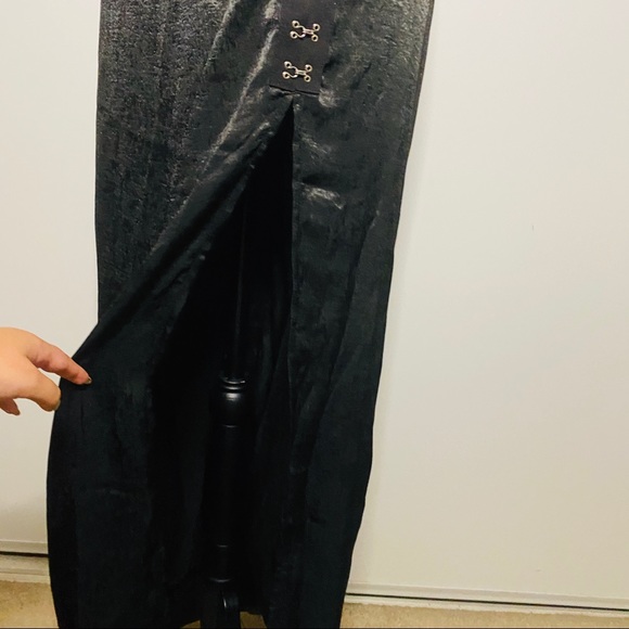 NEW Black Satin Slit Maxi Dress w/ Hook and eye - Picture 10 of 12